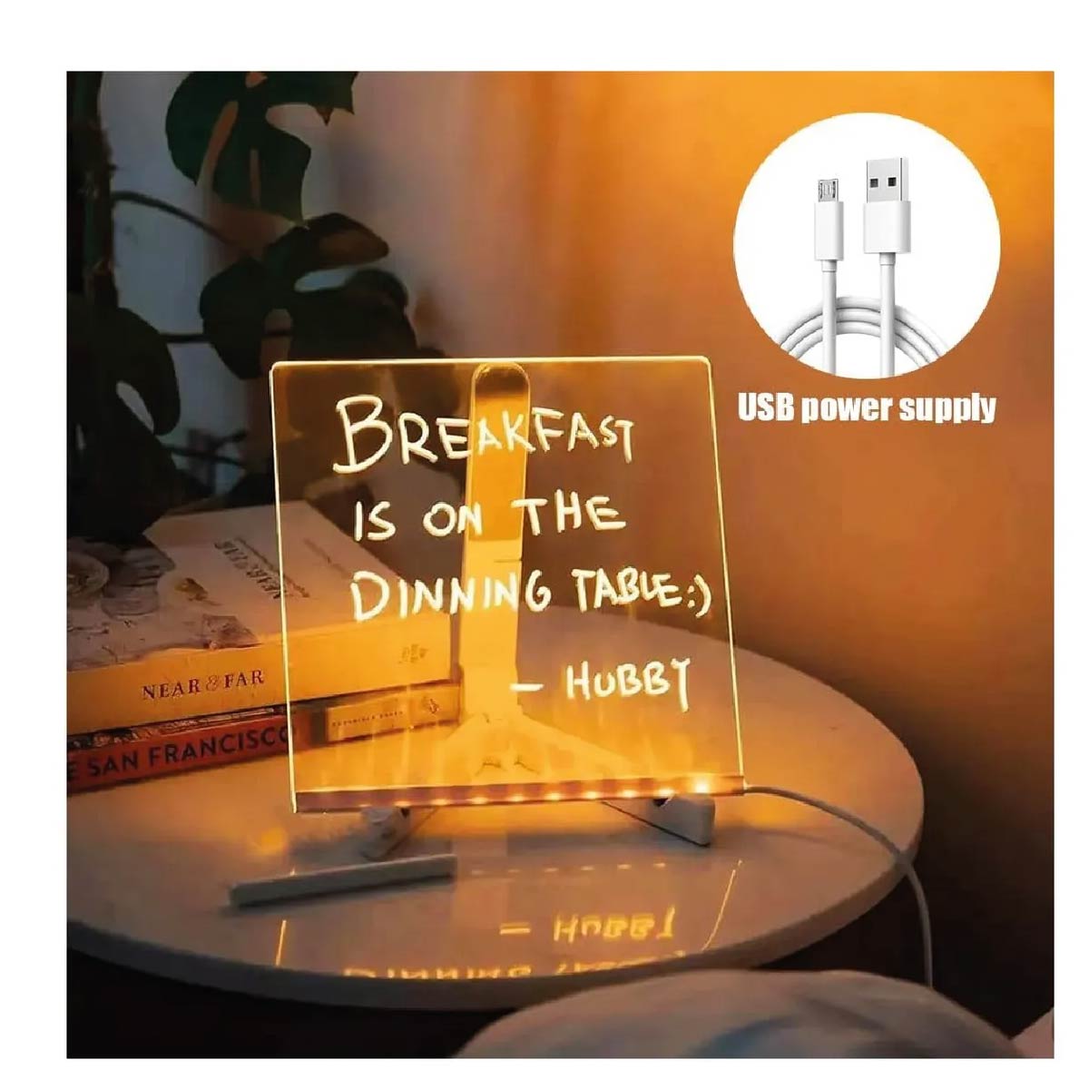 Tablero Pizarra Led De Acrilico Con Borrador Con Soporte