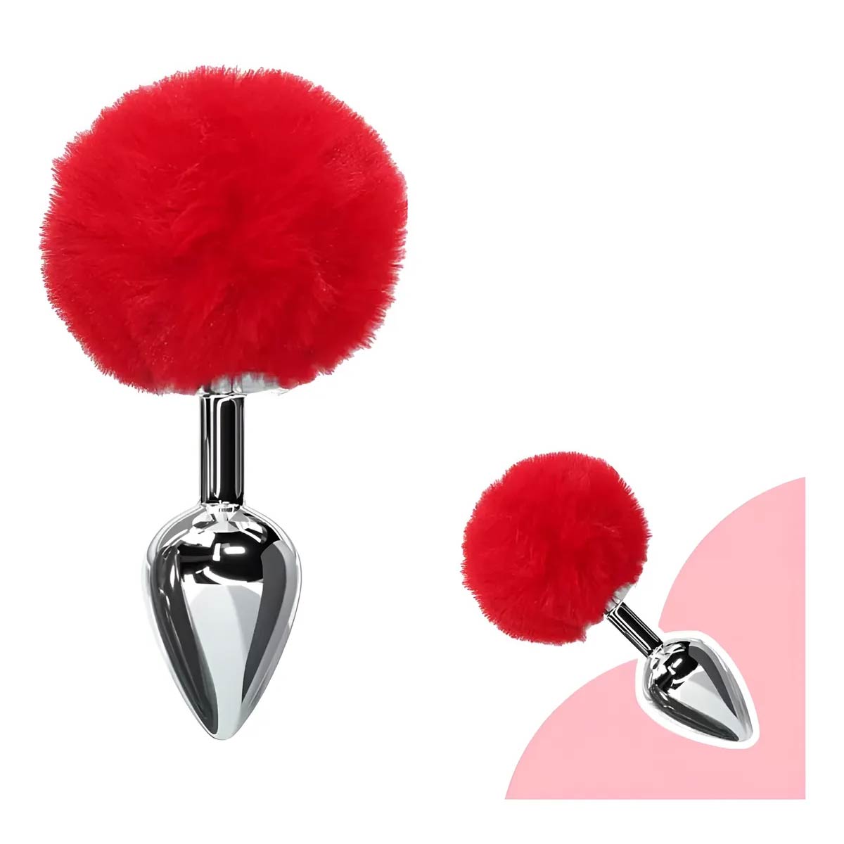 Plug Anal Cola De Conejo Roja Y Negro 7 Cm