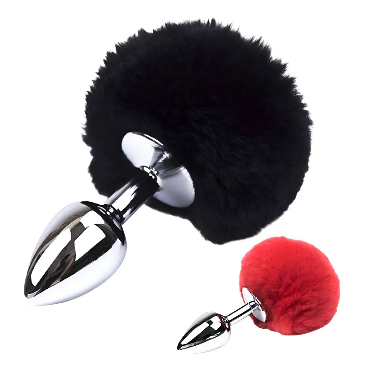 Plug Anal Cola De Conejo Roja Y Negro 7 Cm