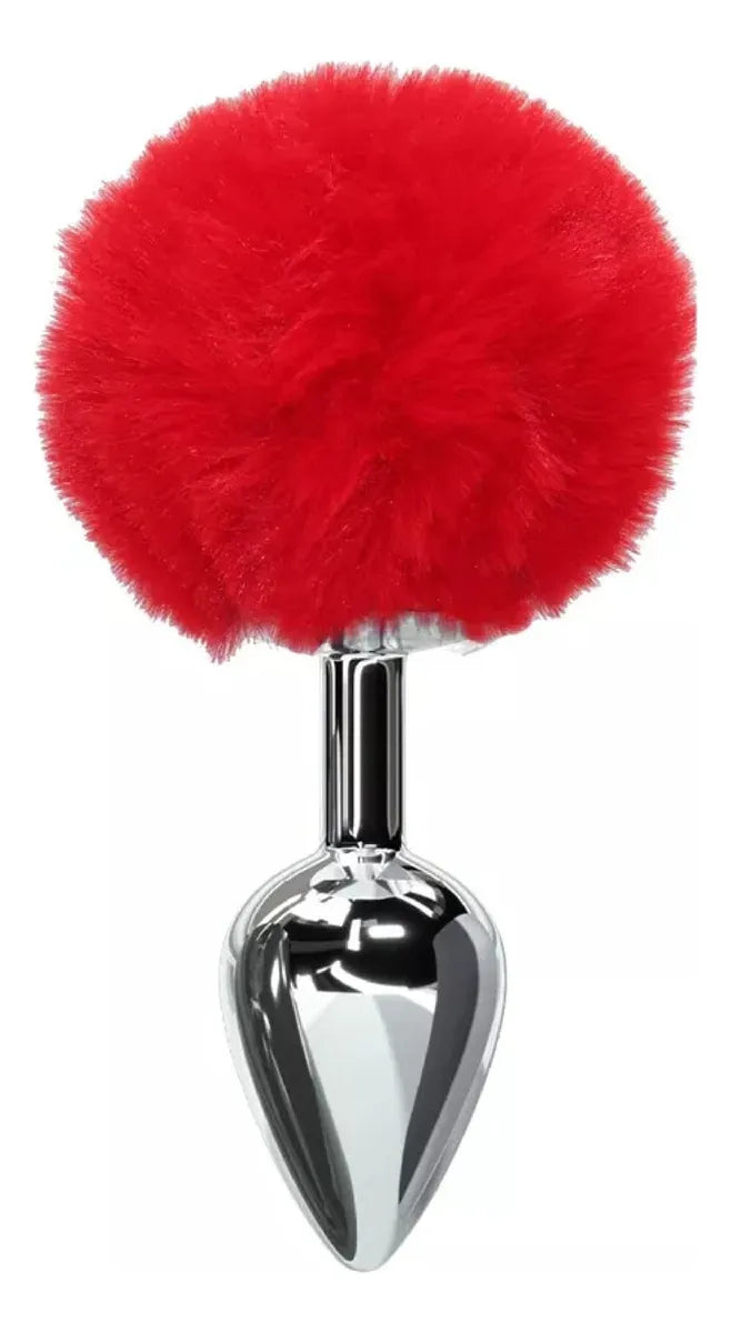 Plug Anal Cola De Conejo Roja Y Negro 7 Cm