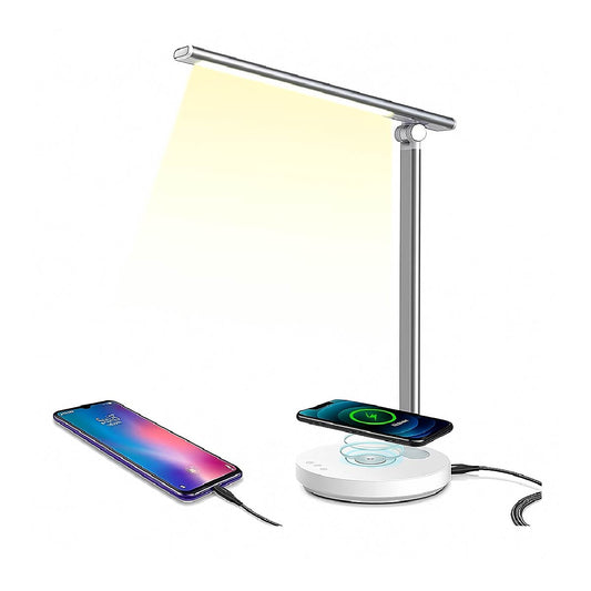 Lámpara Led Escritorio Metal 10w Carga Rápida Inalámbrica