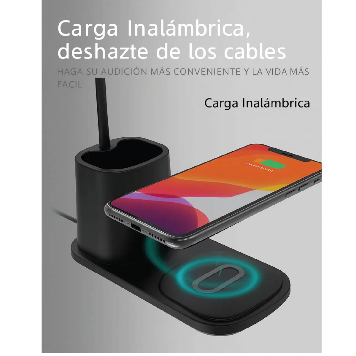 Lampara Portatil Luz Led Con Cargador Inalambrico De Celular