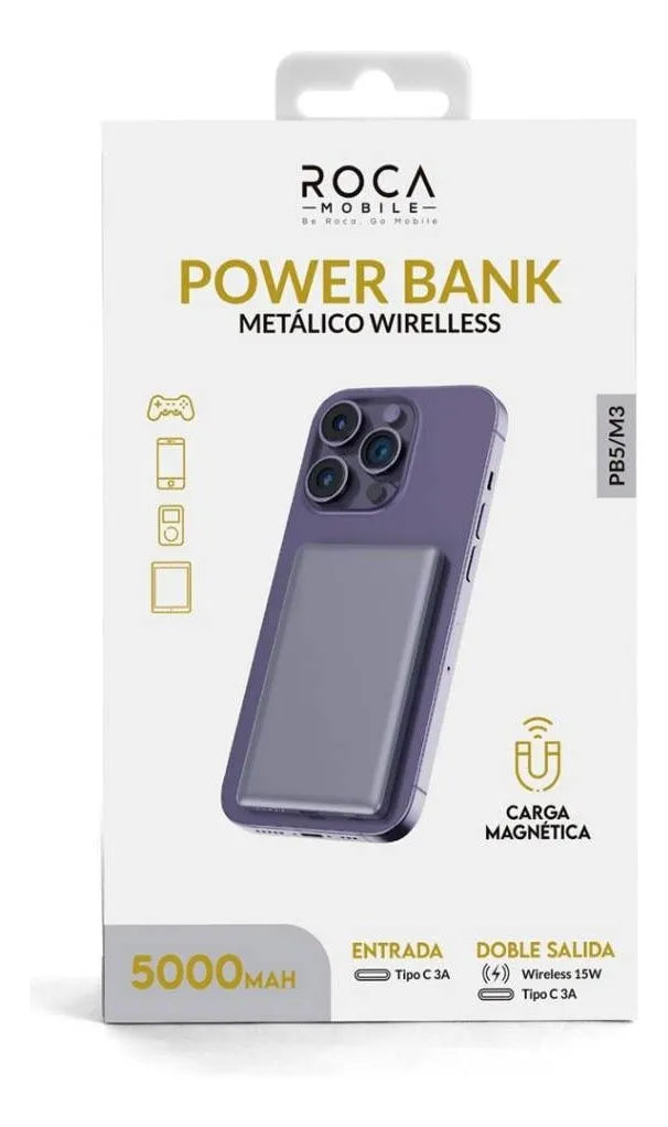 Power Bank Magnético 5000mah Carga Rápida 15w Para iPhone/ Samsung