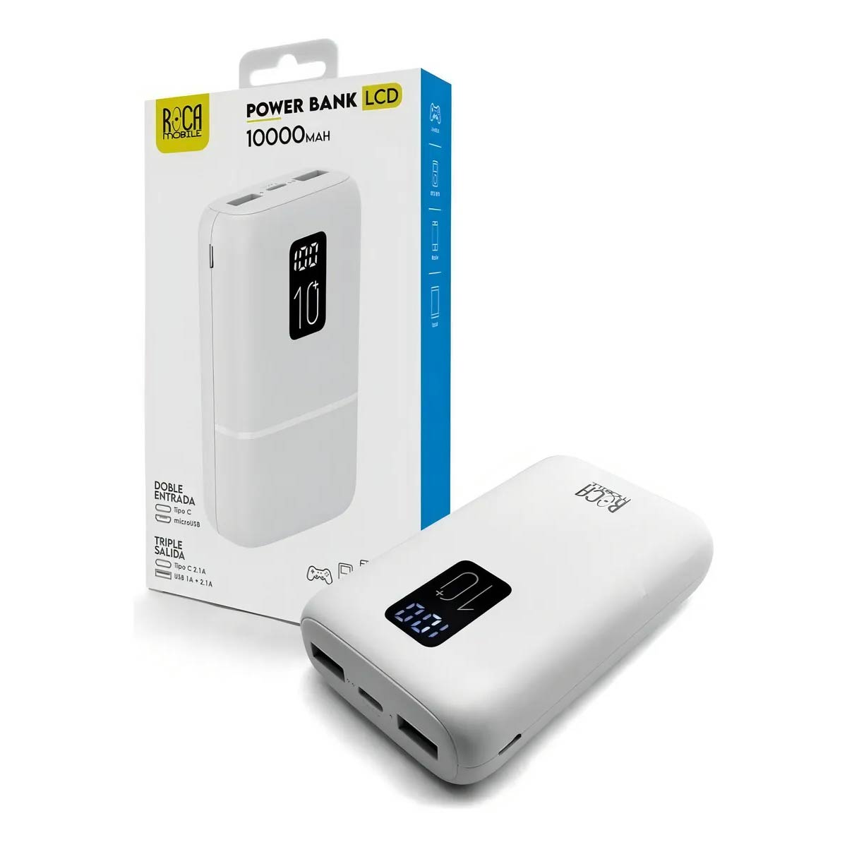 Cargador Para iPhone Samsung Powerbank Power Bank Roca Carga Rápida 10000 Mah Lcd Portátil