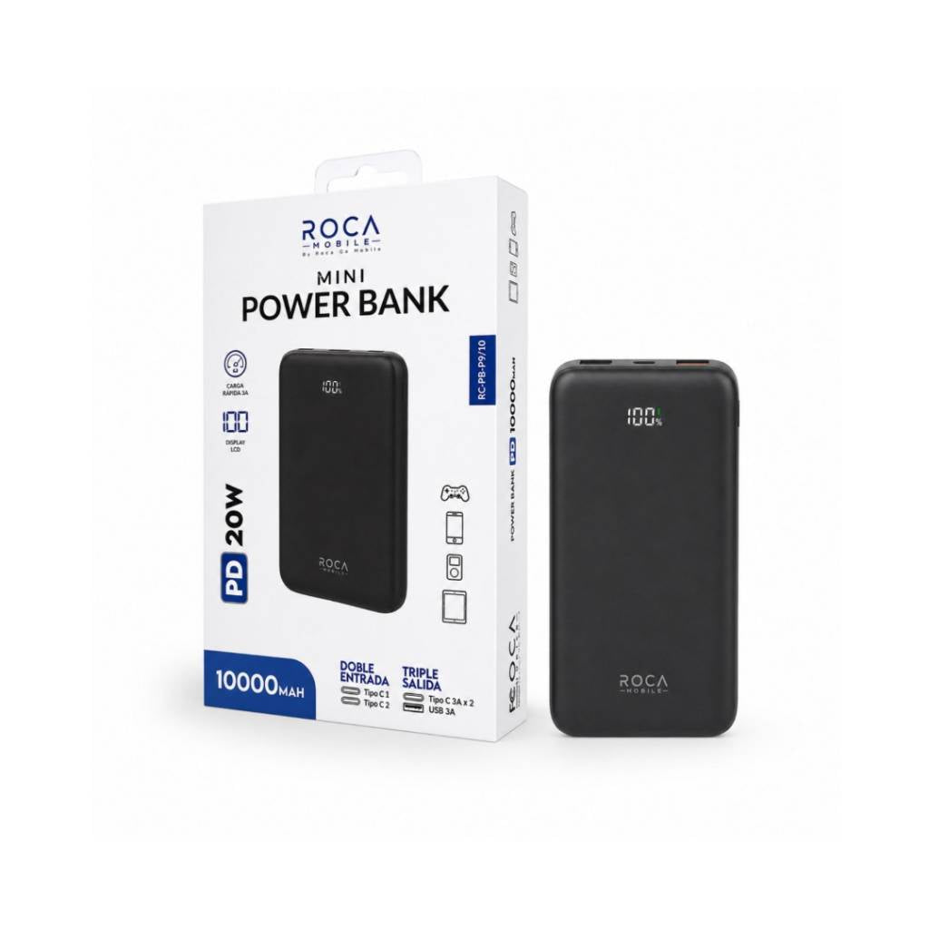 Power Bank Roca Mini 10.000mah Pd20w 2 Tipo C / 1 Usb