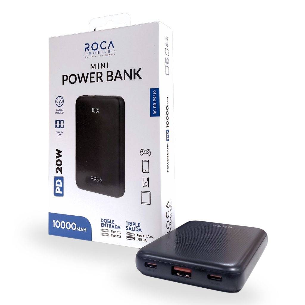 Power Bank Roca Mini 10.000mah Pd20w 2 Tipo C / 1 Usb