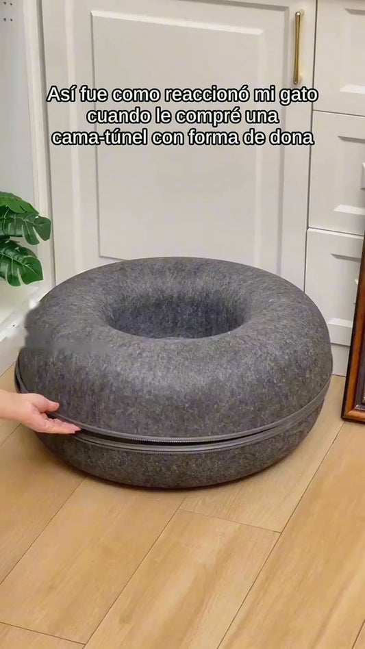 Cama Túnel Rascador para Gatos Dona de Fieltro Suave 2 en 1