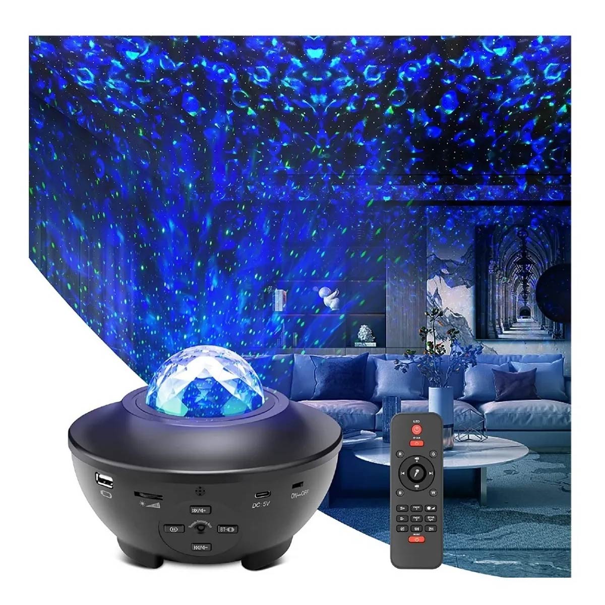 Proyector Luces Cielo Galaxia Parlante Control Remoto Veladora