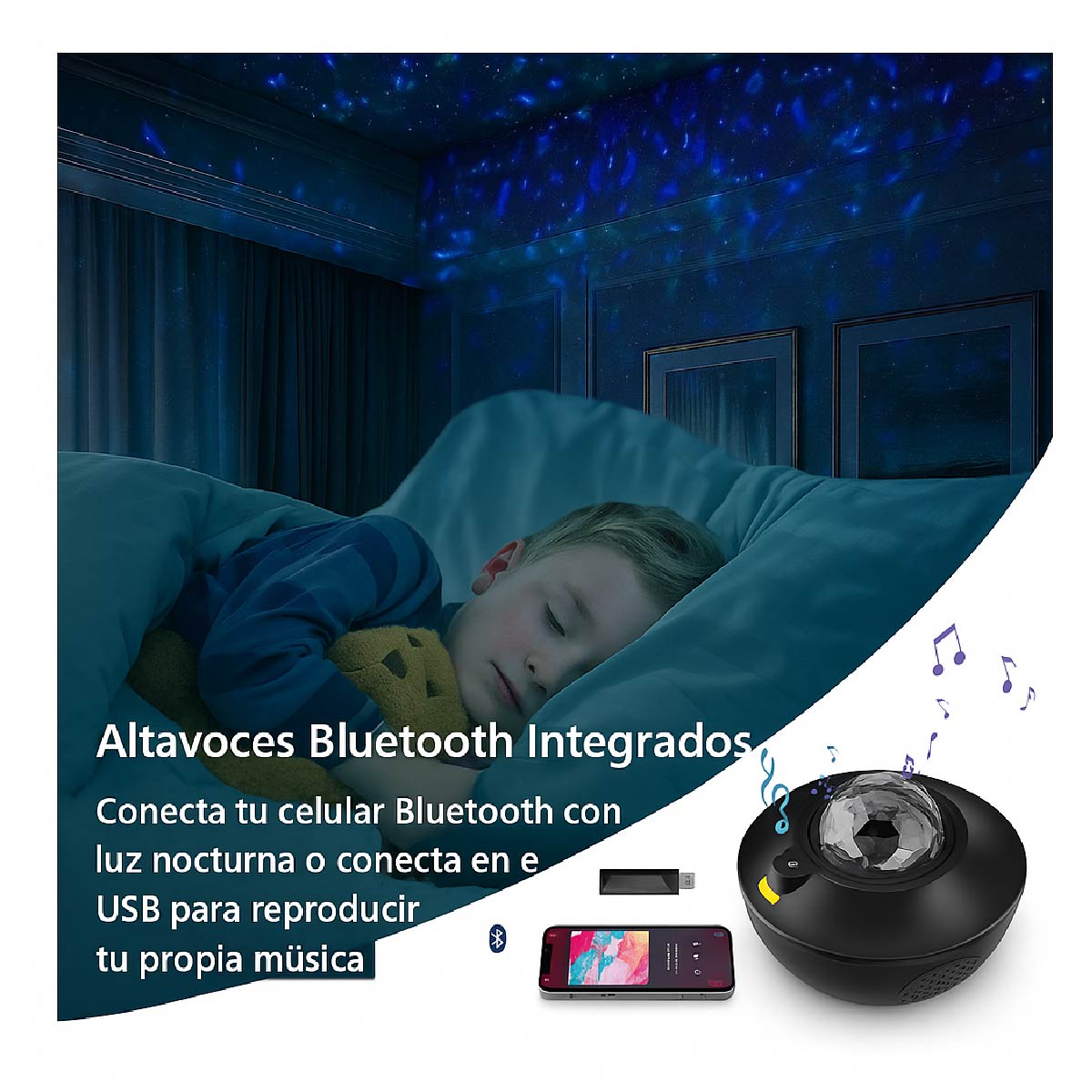 Proyector Luces Cielo Galaxia Parlante Control Remoto Veladora