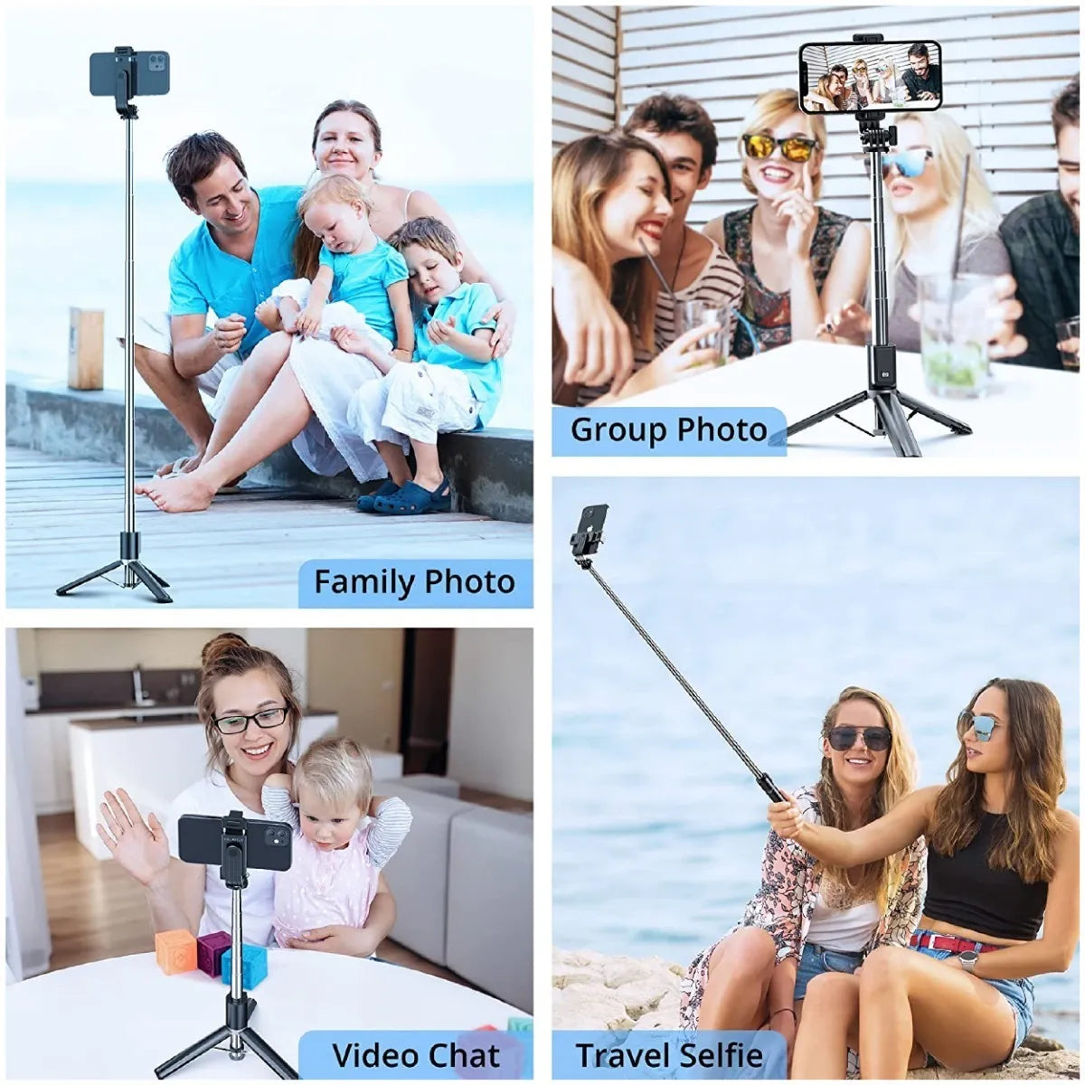 Palo Trípode Para Selfie Con Control Bluetooth Luz Led Q03s