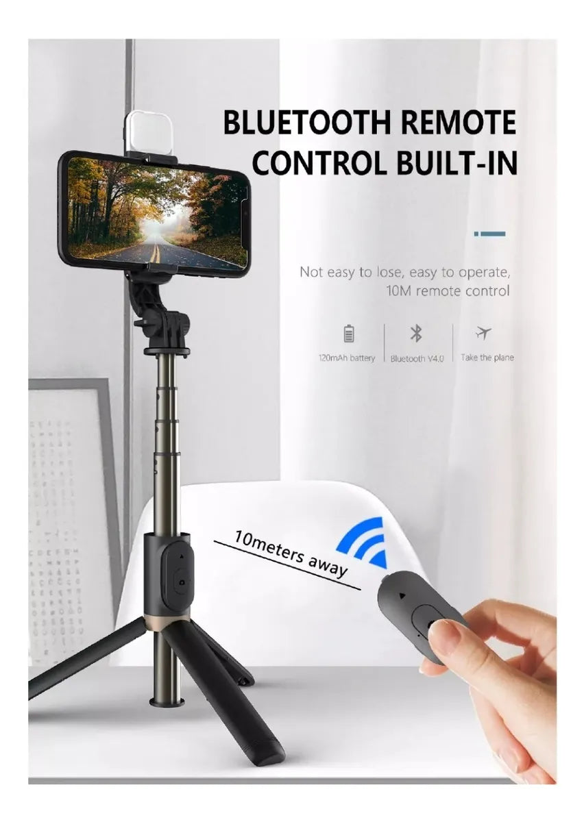 Palo Trípode Para Selfie Con Control Bluetooth Luz Led Q03s