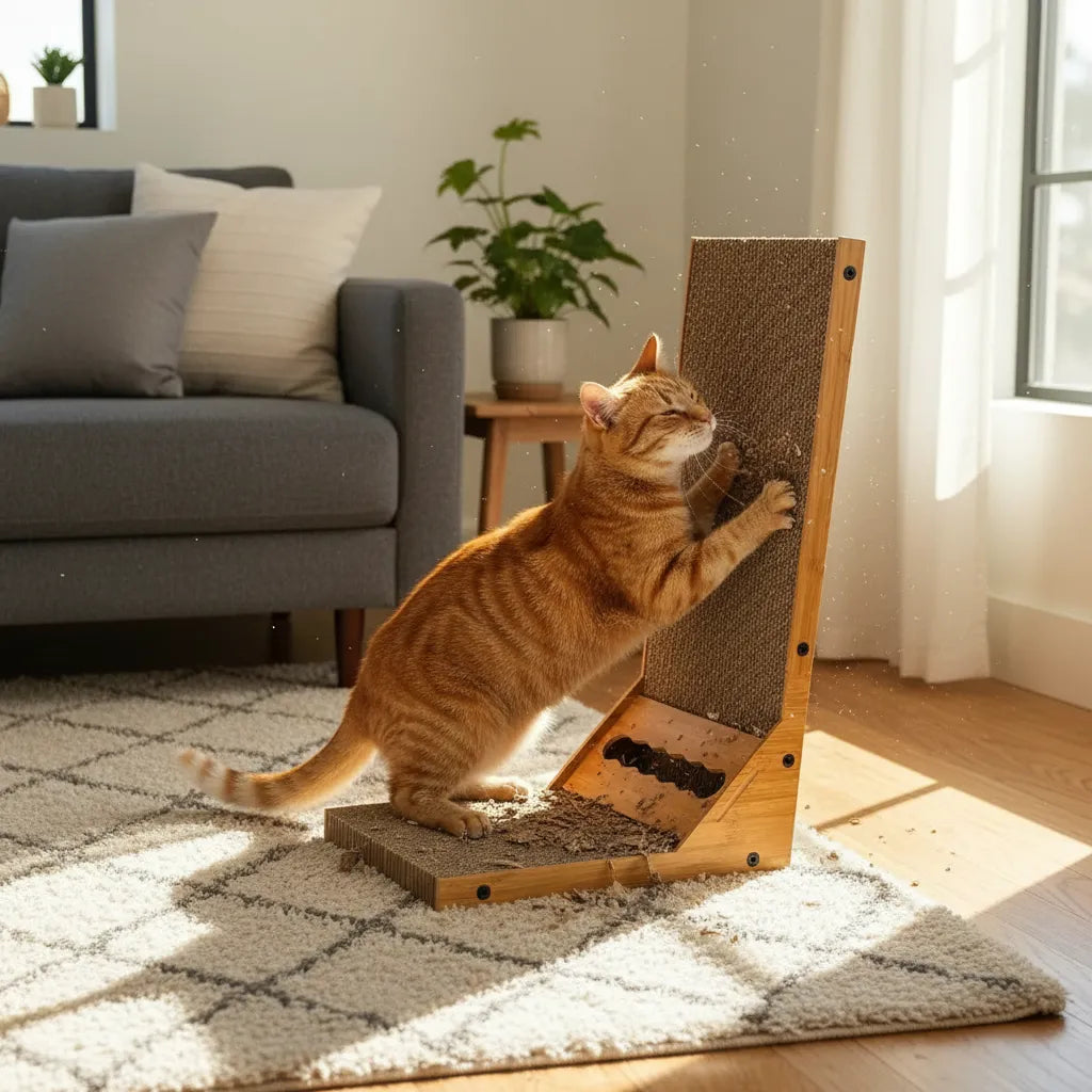 Rascador para Gatos Vertical en L – Doble Superficie de Cartón Corrugado