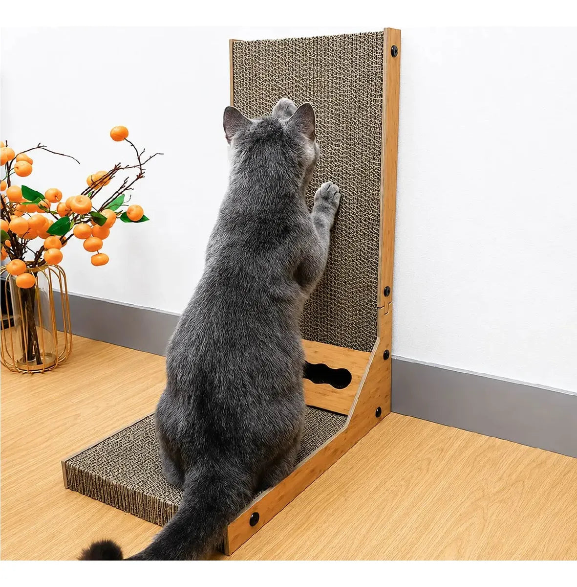 Rascador para Gatos Vertical en L – Doble Superficie de Cartón Corrugado