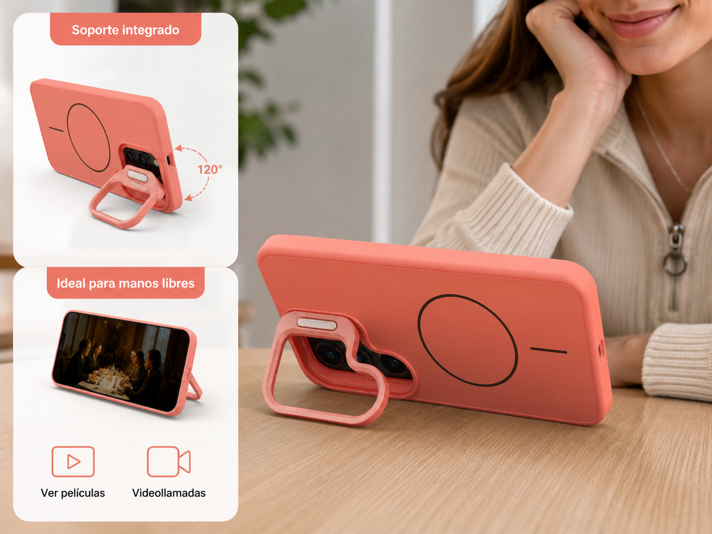 Funda Case Magsafe Para Samsung s25 con soporte para la cámara