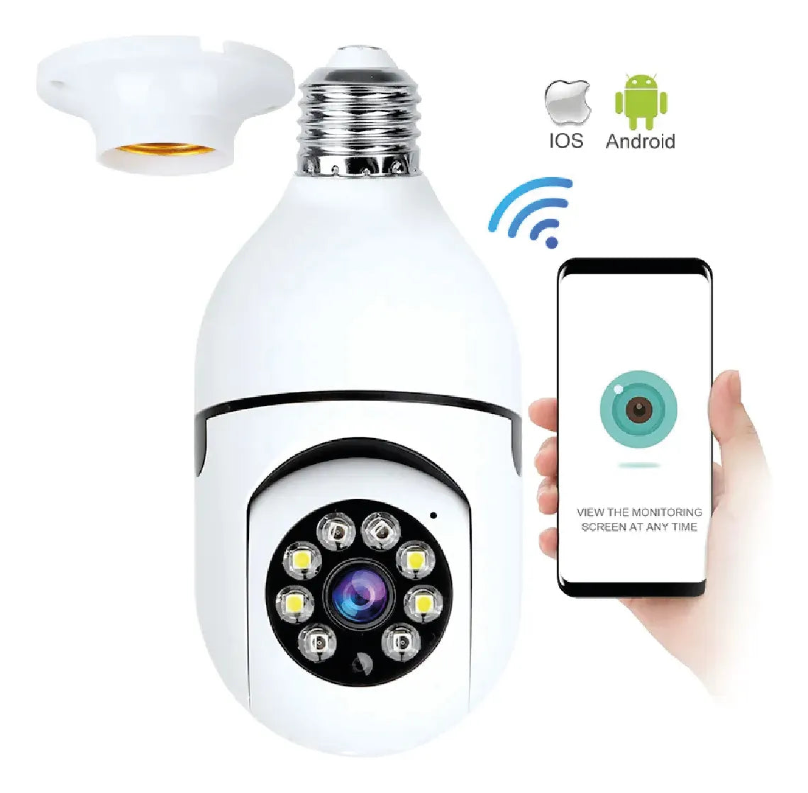 Cámara Lámpara Seguridad Wifi 1080p Visión Nocturna Giro 360