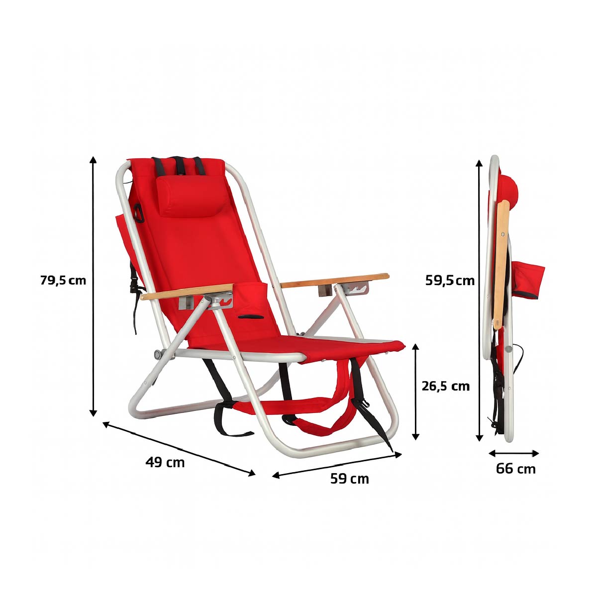 Silla De Playa Mochila Con Bolso Y Porta Accesorios