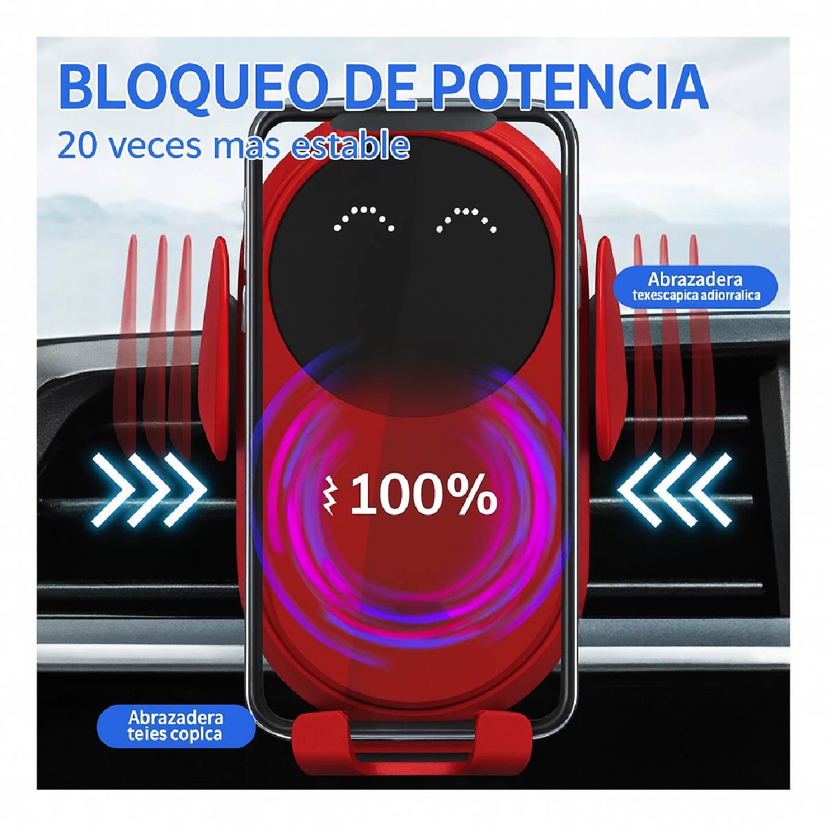 Cargador Inalámbrico 30 W Soporte Para Auto Carga Rapida