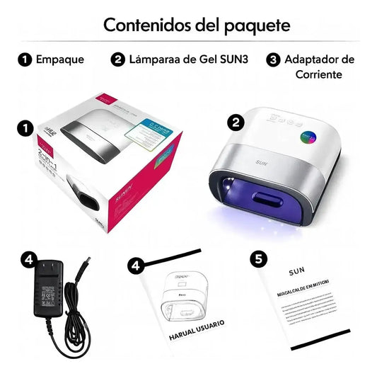 lampara Cabina Secador de Uñas SUN 3 UV LED 48W Profesional