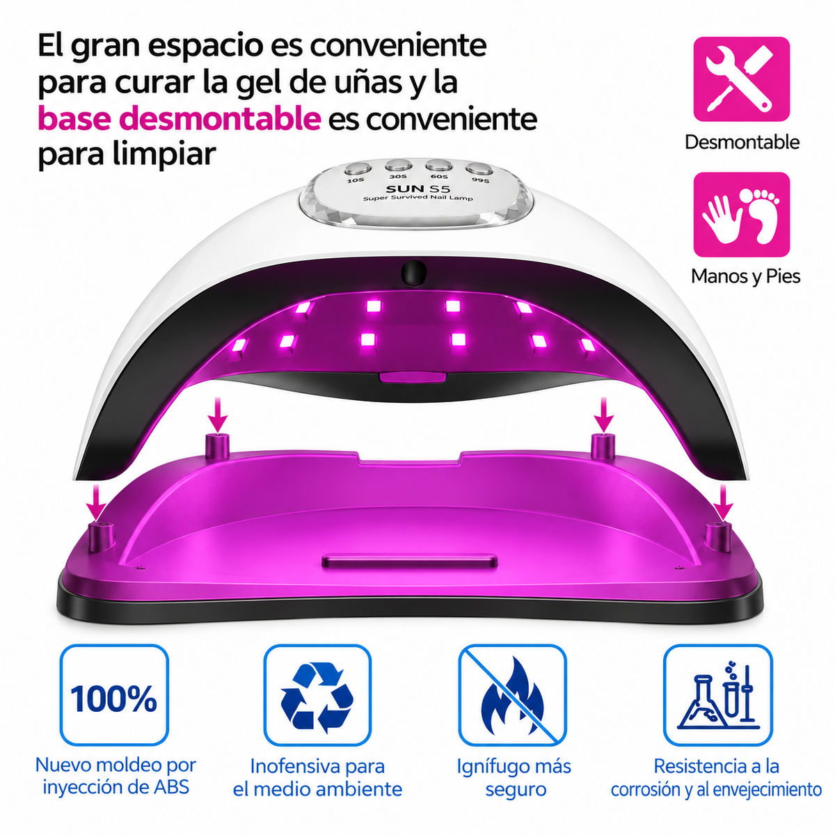 Lámpara Uv Para Uñas Sun5 45 Led 280w Con Temporizador