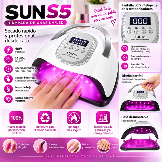 Lámpara Uv Para Uñas Sun5 45 Led 280w Con Temporizador