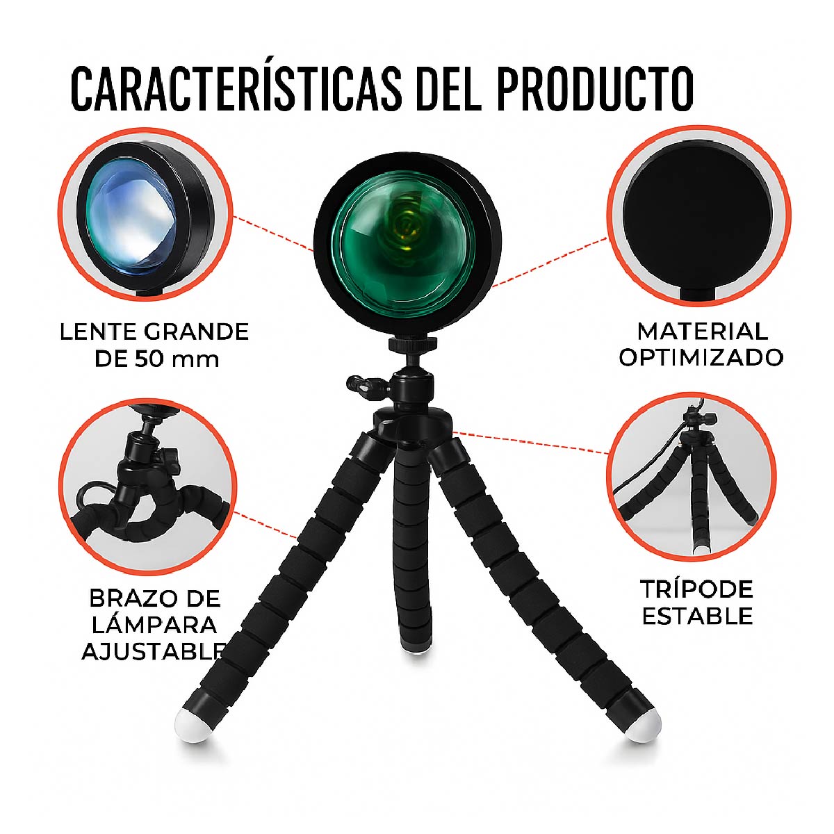 Lampara veladora Atardecer Arcoíris Proyector Led Sunset Control