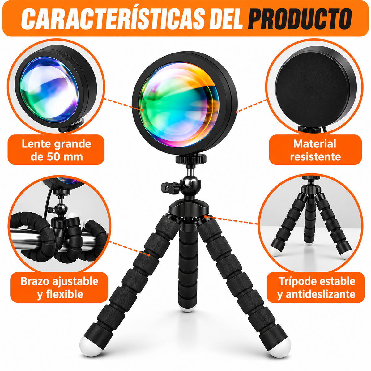 Lampara veladora Atardecer Arcoíris Proyector Led Sunset Control