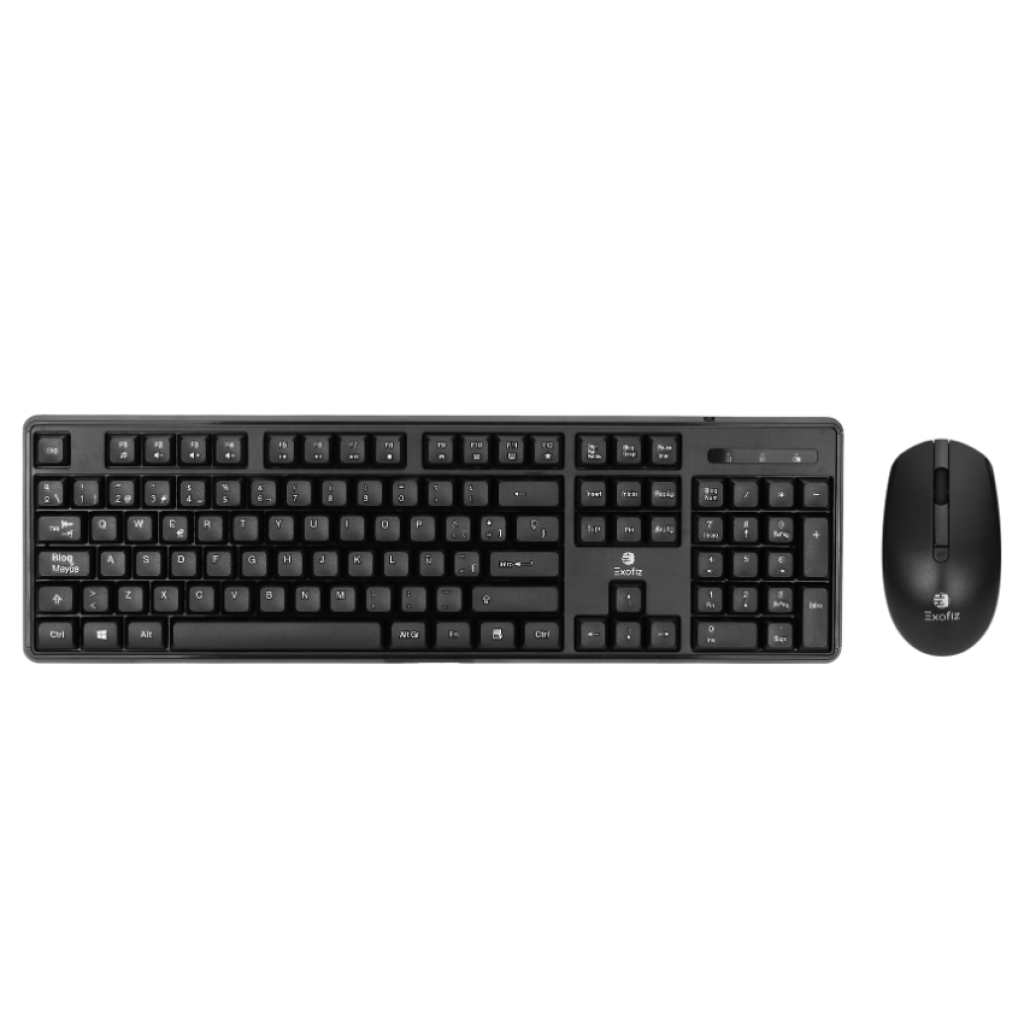 Kit Teclado Y Mouse Inalámbrico Exofiz Negro Layout Español