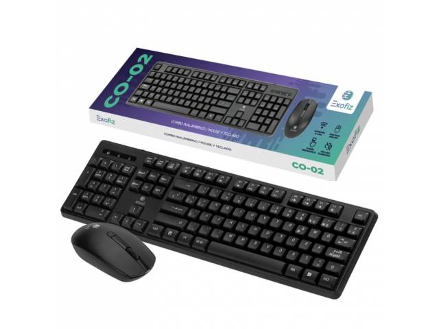 Kit Teclado Y Mouse Inalámbrico Exofiz Negro Layout Español