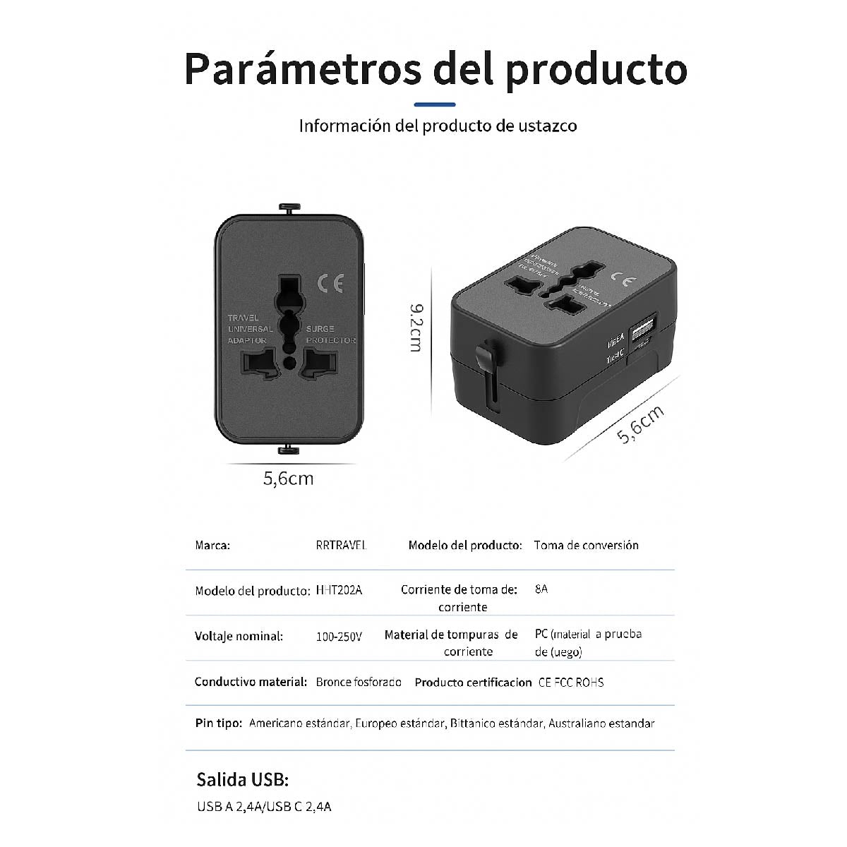 Adaptador D Enchufe Universal Usb-c Tipo C Europeo-americano
