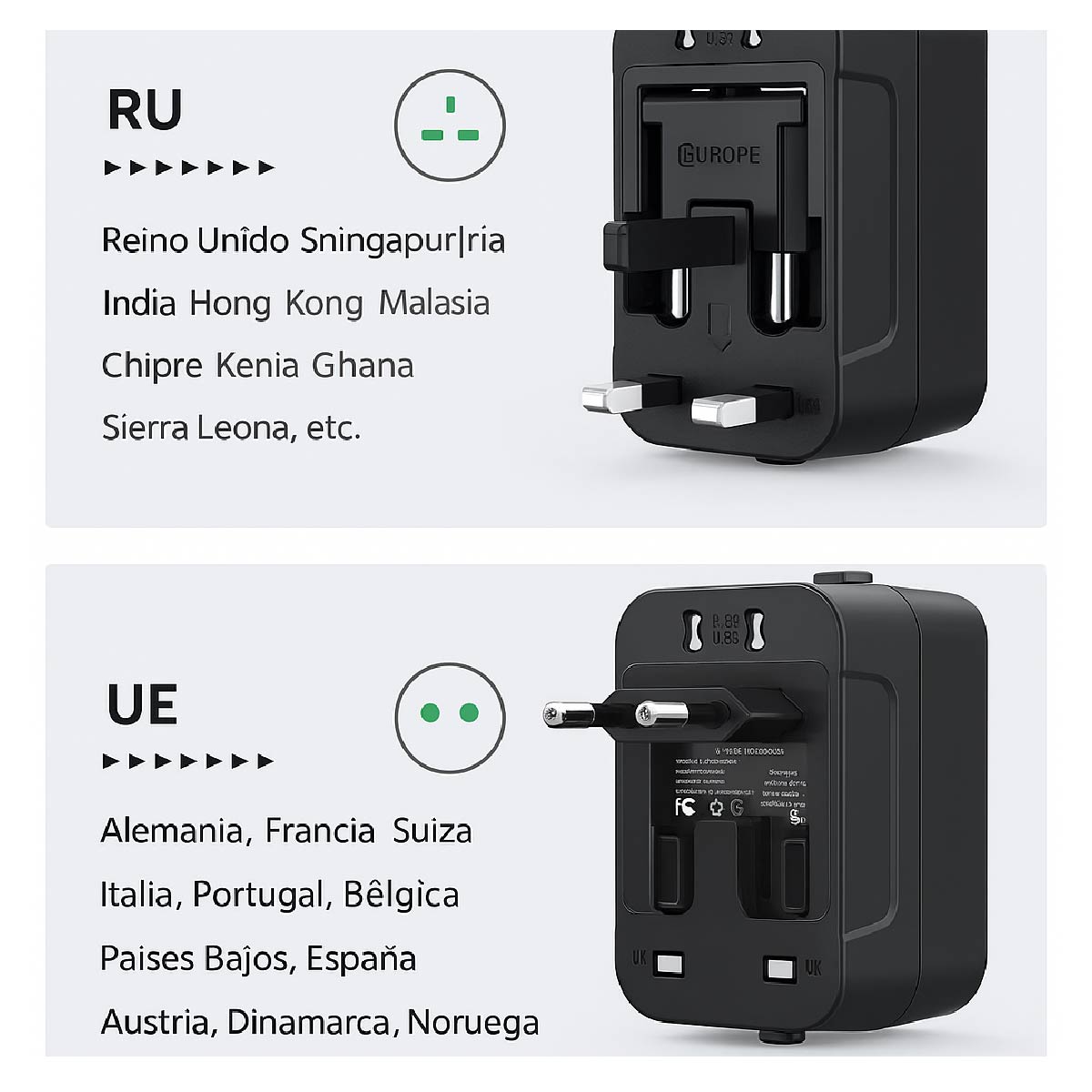 Adaptador D Enchufe Universal Usb-c Tipo C Europeo-americano