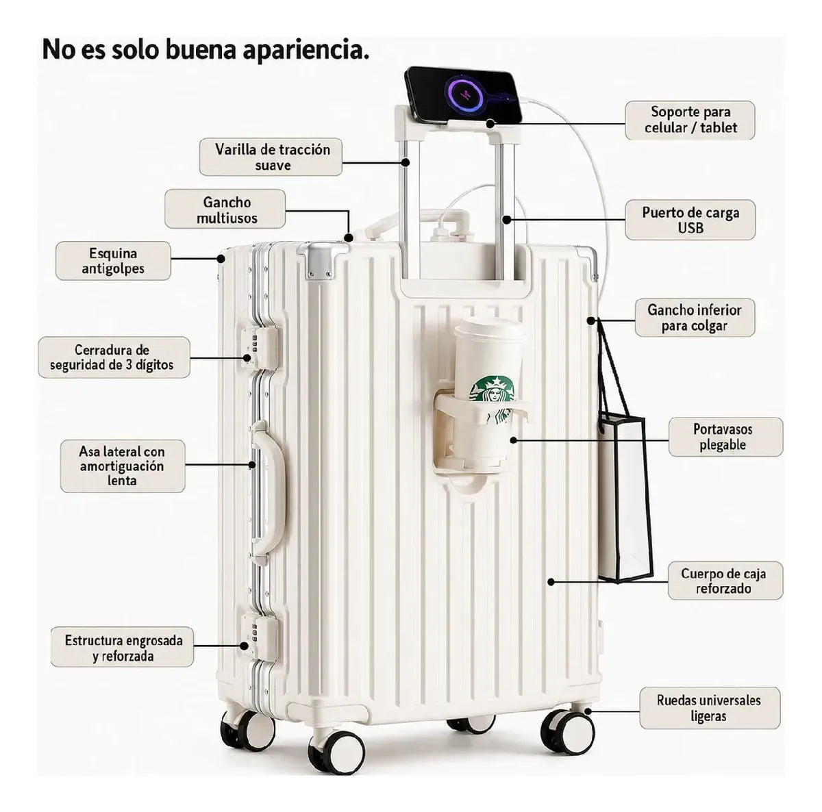 Valija Maleta De Viaje Multifuncional Unisex Portavasos