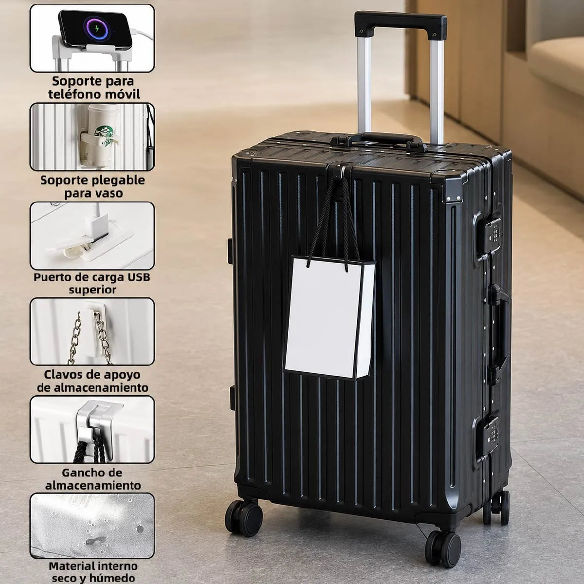 Valija Maleta De Viaje Multifuncional Unisex Portavasos