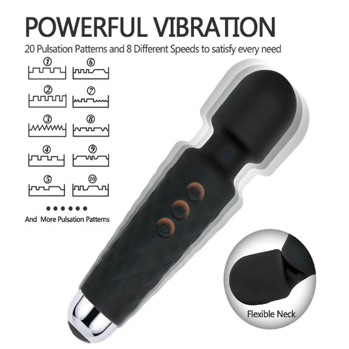 Vara Vibradora Consolador Recargable 20cm X 4cm