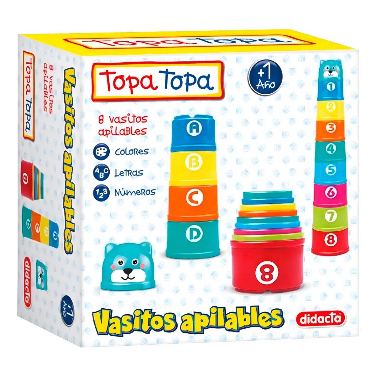 Vasitos Apilables Topa Topa Letras Y Números Multicolor