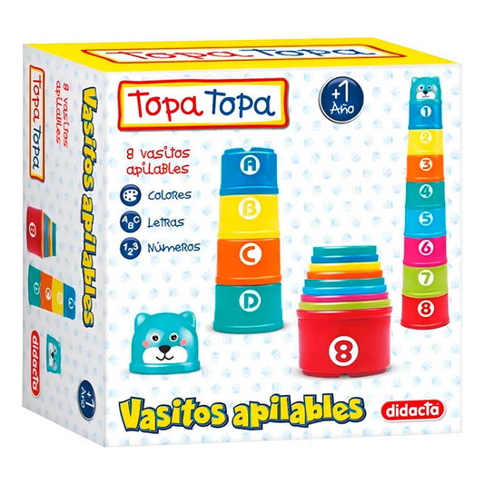 Vasitos Apilables Topa Topa Letras Y Números Multicolor
