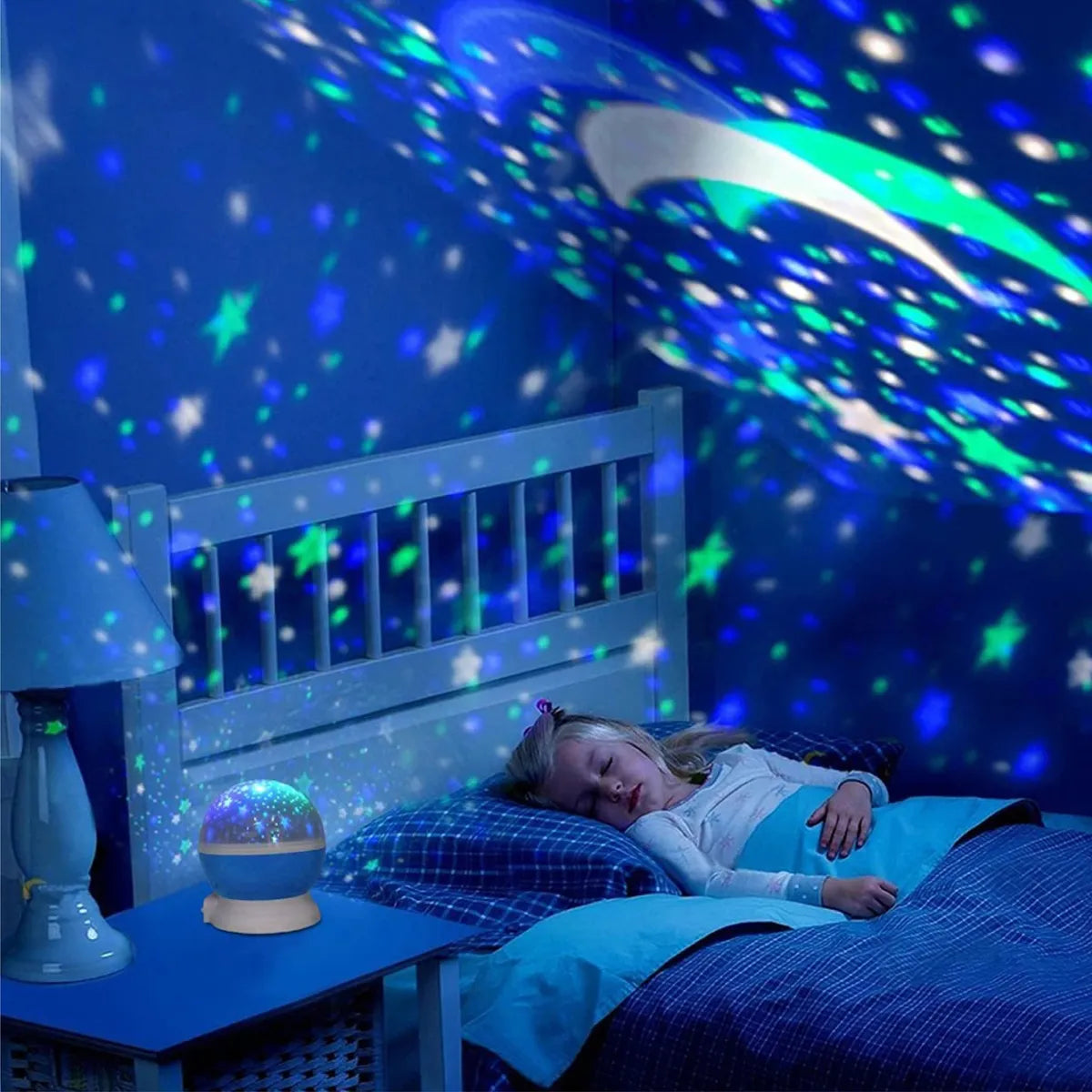 Veladora Infantil Estrellas Giratorio Dormitorio Niños Bebes