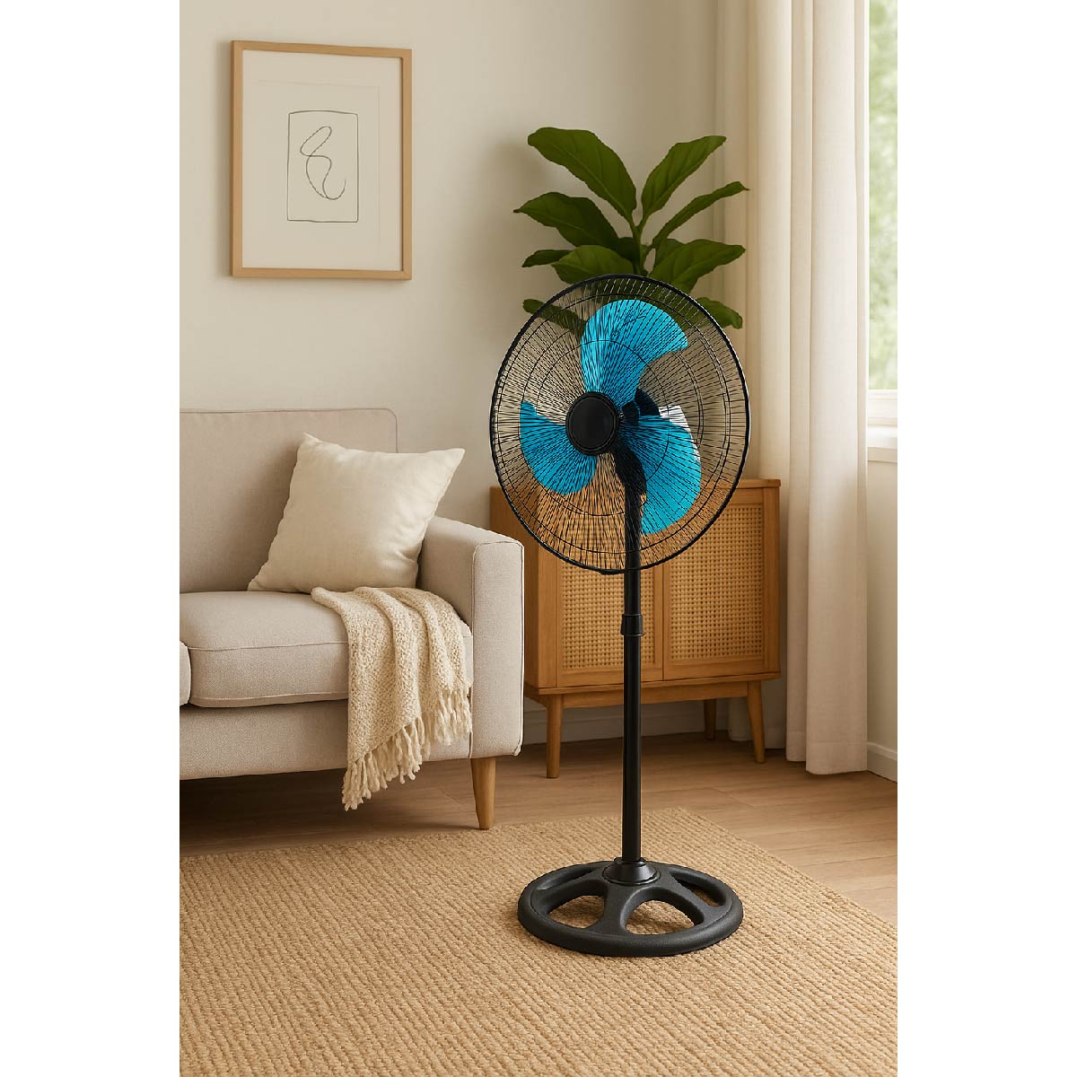 Ventilador Turbo Con 3 Aspas De Metal Plateado Estructura