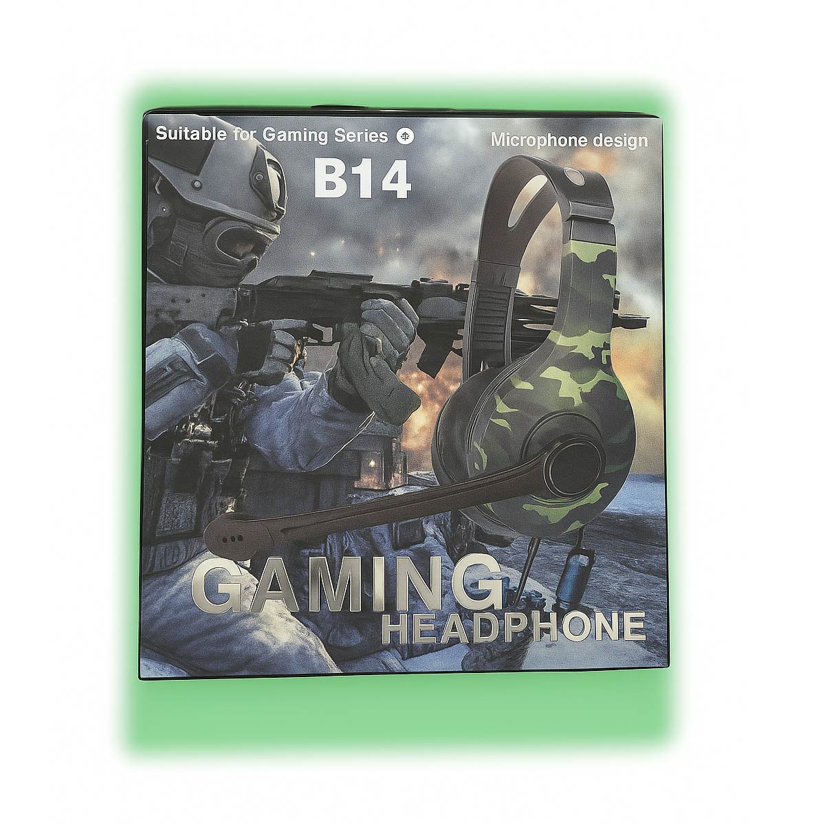 Auriculares Gamer B14 – Comodidad 360°, sonido potente y estilo camuflado