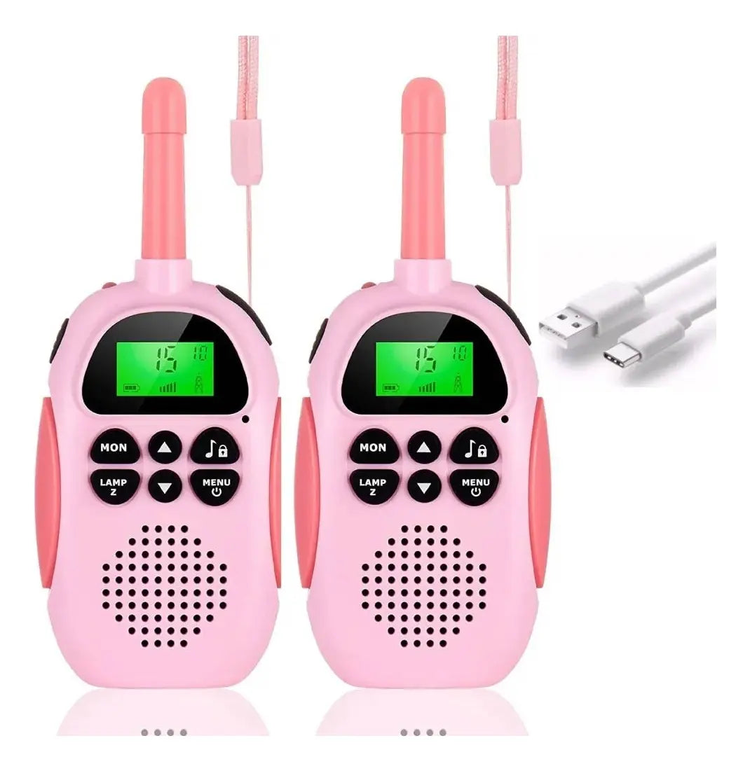 2 Walkie Tokie Niño Y Niña De Largo Alcance Recargables