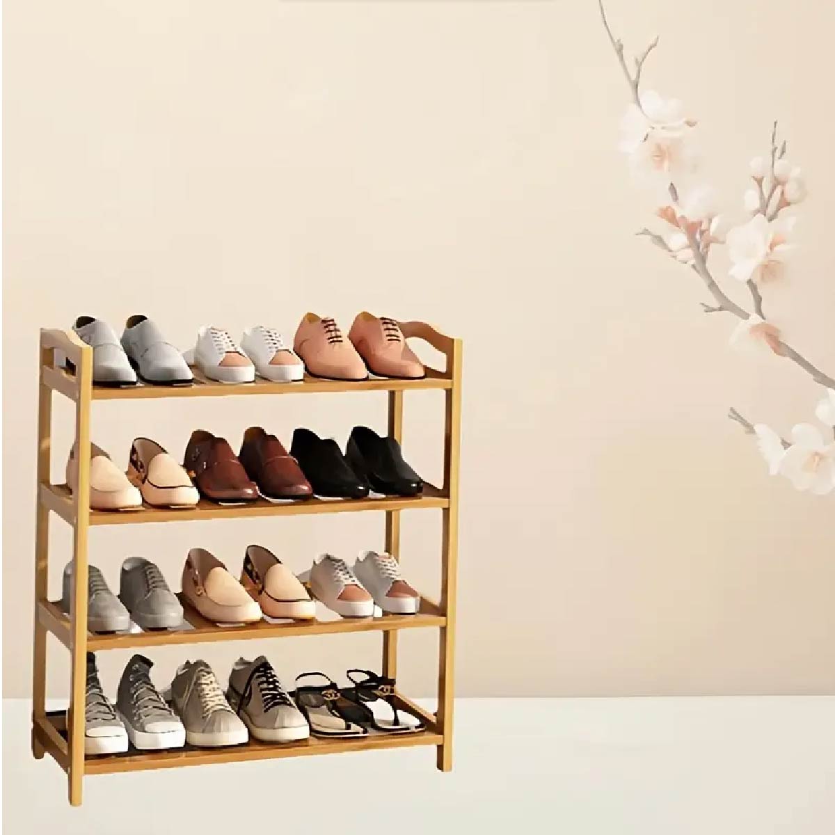 Organizador De Zapatos 4 Estantes Zapatero De Bambú - Marrón