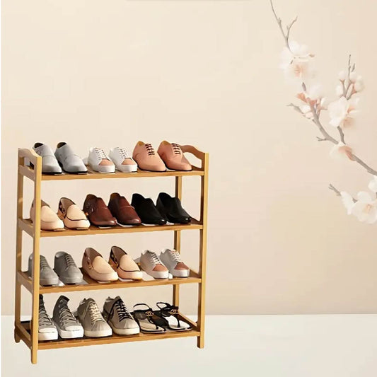 Organizador De Zapatos 4 Estantes Zapatero De Bambú - Marrón